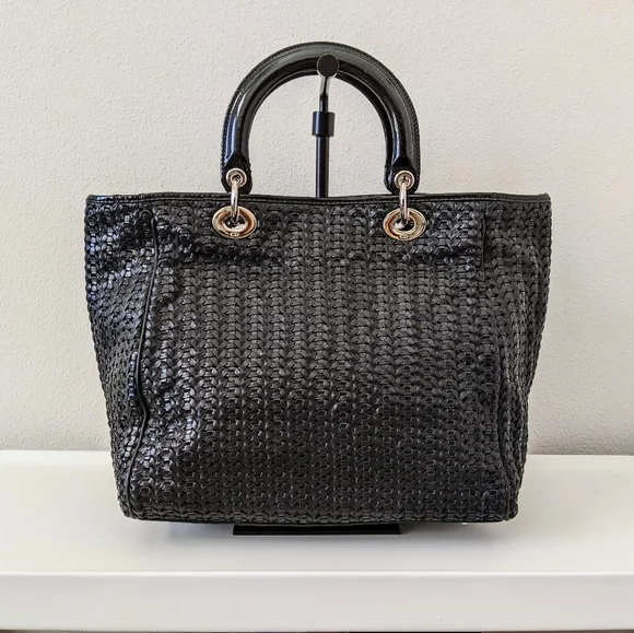 Christian Dior Black Woven Leather Medium Soft Lady Dior Tote Bag - Picture 3 of 16